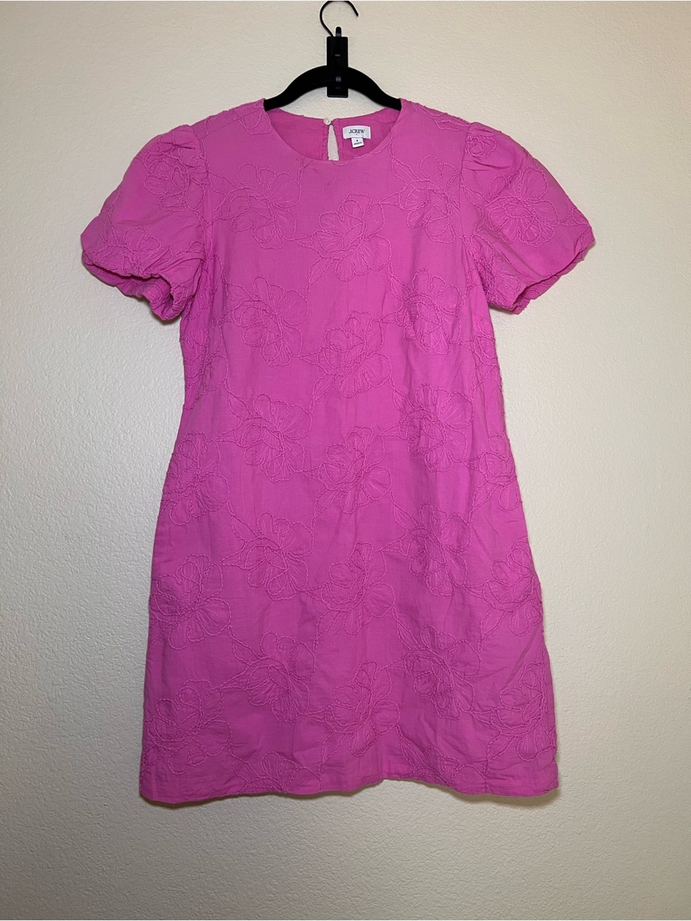 J. Crew Hot Pink Embroidered Shift Top